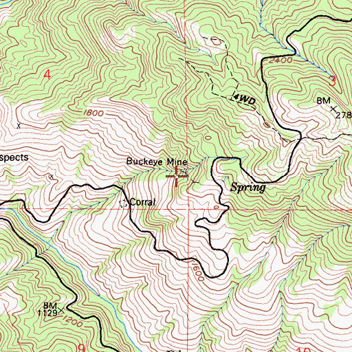 Topographic Map of Buckeye Mine, CA