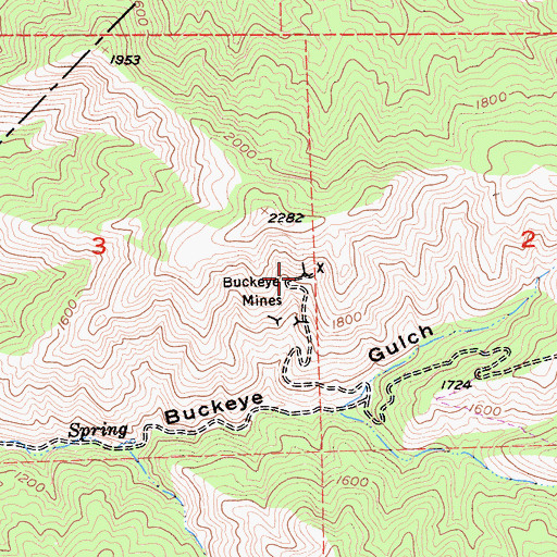 Topographic Map of Buckeye Mines, CA
