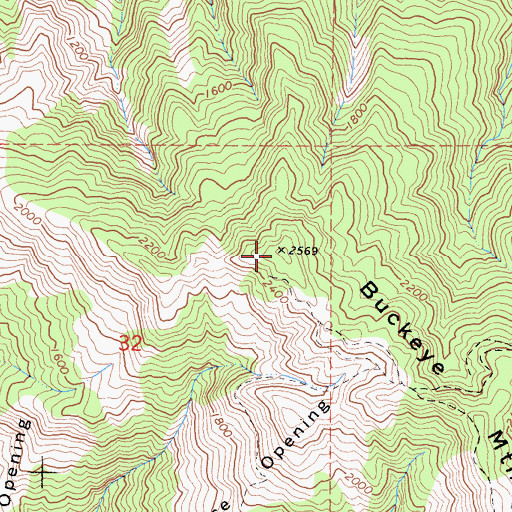 Topographic Map of Buckeye Mountain, CA