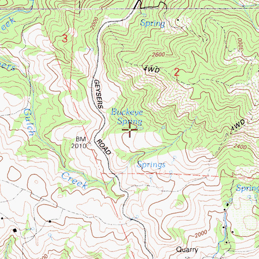 Topographic Map of Buckeye Spring, CA