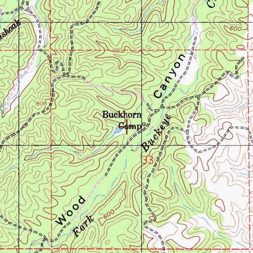 Topographic Map of Buckhorn Camp, CA
