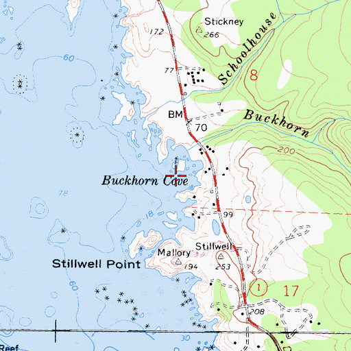 Topographic Map of Buckhorn Cove, CA