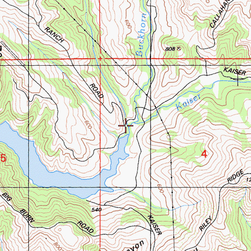 Topographic Map of Buckhorn Creek, CA