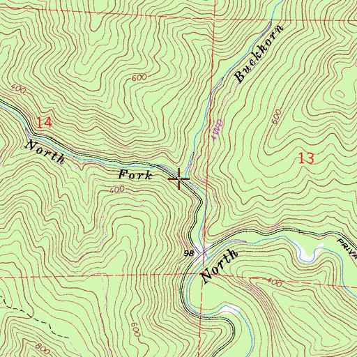 Topographic Map of Buckhorn Creek, CA
