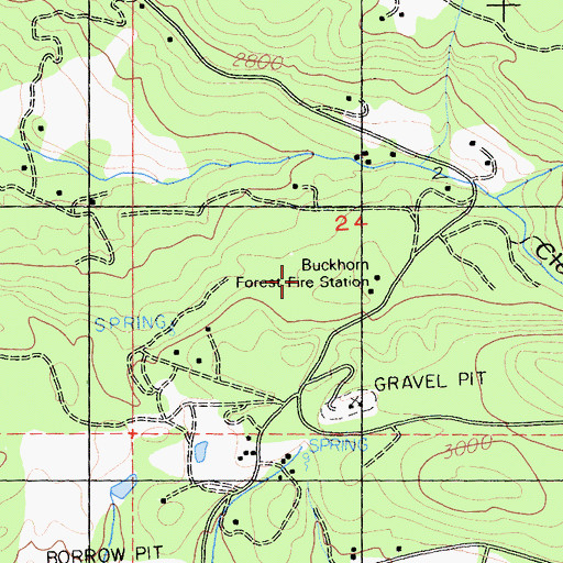 Topographic Map of Buckhorn Forest Fire Station, CA