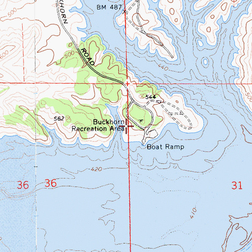 Topographic Map of Buckhorn Recreation Area, CA