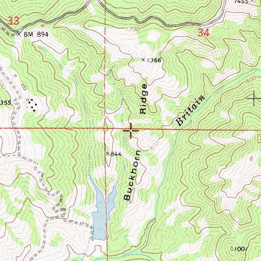 Topographic Map of Buckhorn Ridge, CA