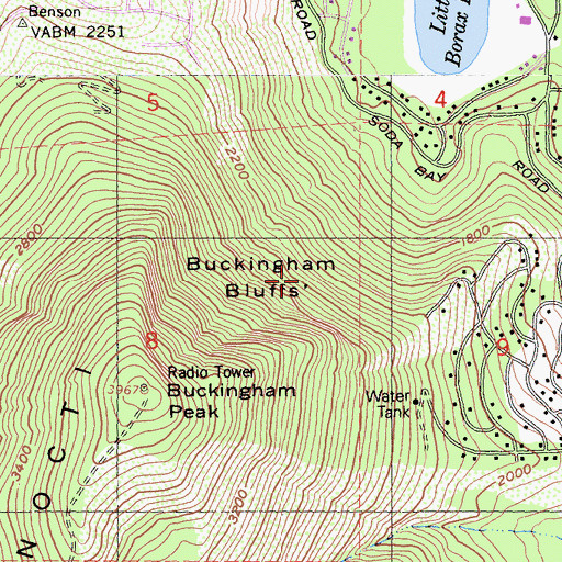 Topographic Map of Buckingham Bluffs, CA