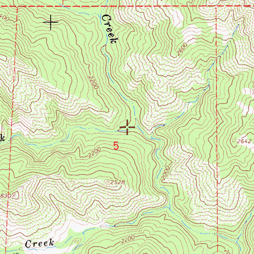 Topographic Map of Bud Creek, CA