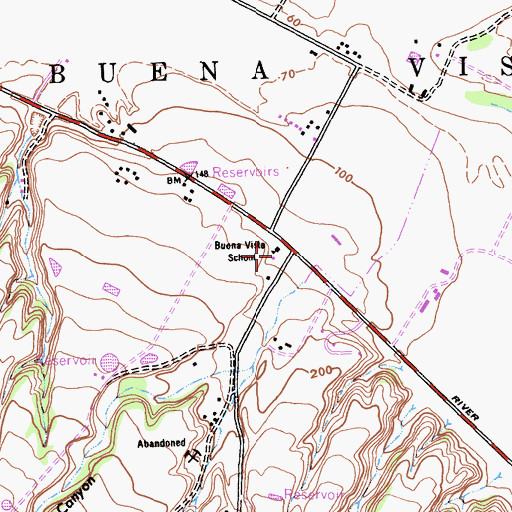 Topographic Map of Buena Vista School, CA