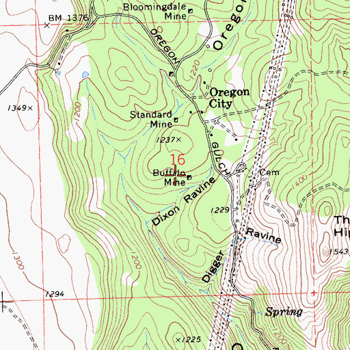 Topographic Map of Buffalo Mine, CA