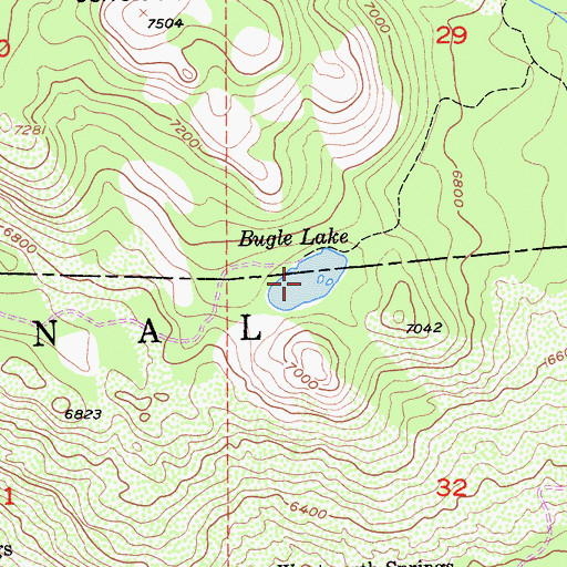 Topographic Map of Bugle Lake, CA