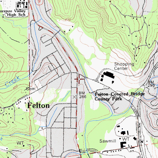 Topographic Map of Bull Creek, CA