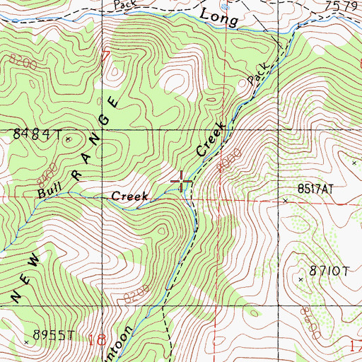 Topographic Map of Bull Creek, CA