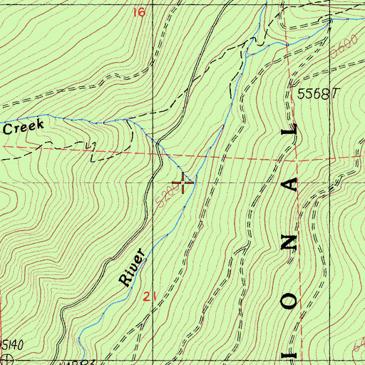 Topographic Map of Bull Creek, CA