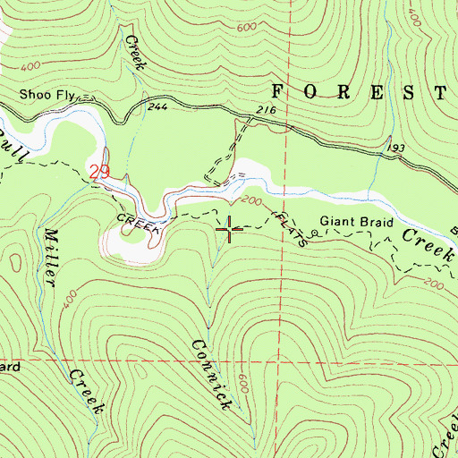 Topographic Map of Bull Creek Flats Trail, CA