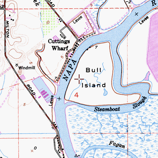 Topographic Map of Bull Island, CA