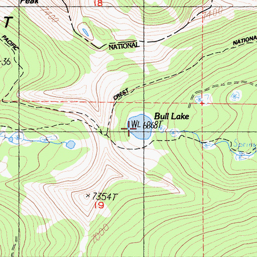 Topographic Map of Bull Lake, CA