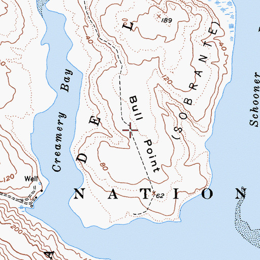 Topographic Map of Bull Point, CA