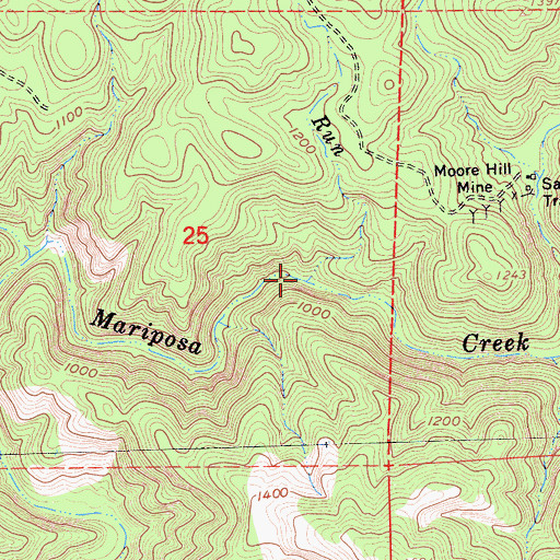 Topographic Map of Bull Run, CA