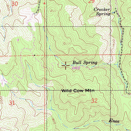 Topographic Map of Bull Spring, CA