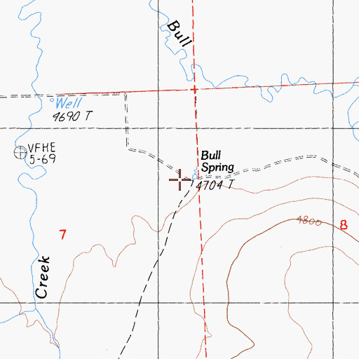 Topographic Map of Bull Spring, CA