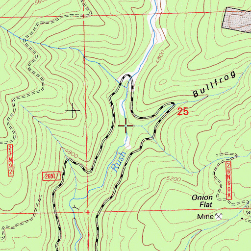 Topographic Map of Bullfrog Ravine, CA