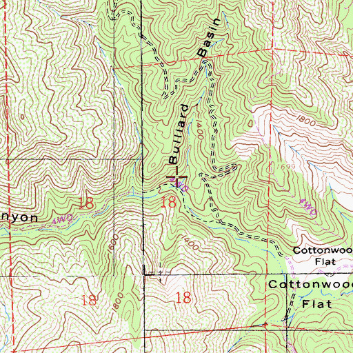Topographic Map of Bulliard Basin, CA