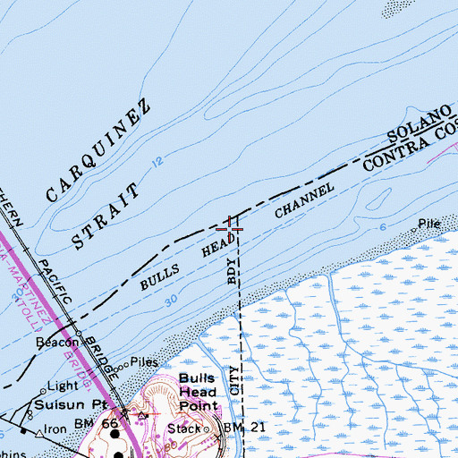 Topographic Map of Bulls Head Channel, CA