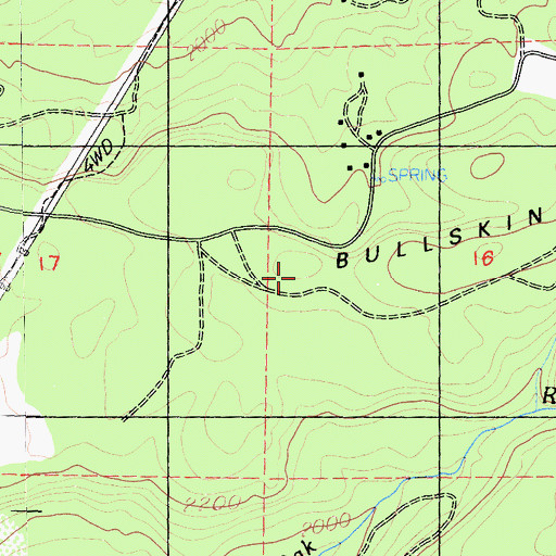 Topographic Map of Bullskin Ridge, CA