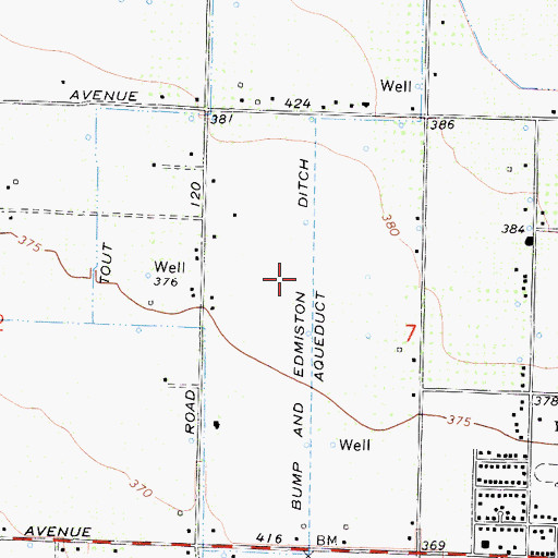 Topographic Map of Bump and Edmiston Ditch, CA