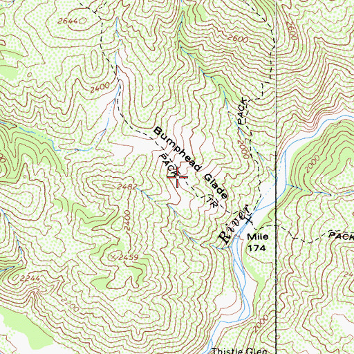 Topographic Map of Bumphead Glade, CA