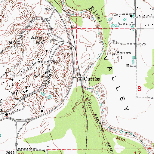 Topographic Map of Curtis Railroad Station, AZ