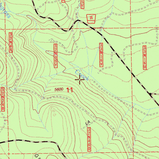 Topographic Map of Bunchgrass Creek, CA