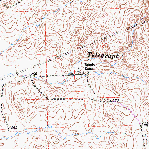 Topographic Map of Bund Ranch, CA