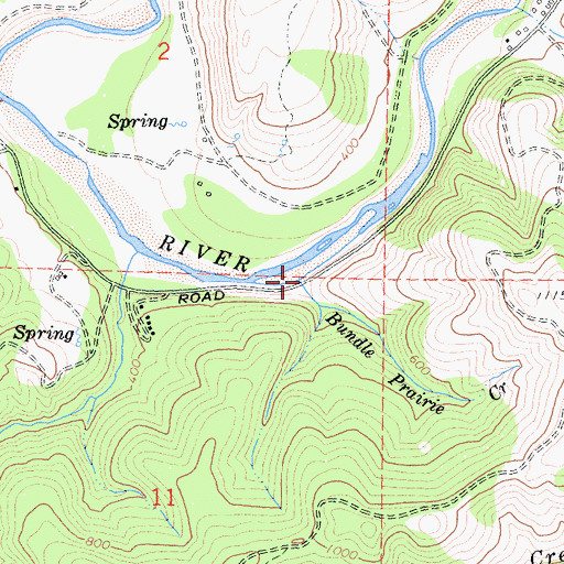 Topographic Map of Bundle Prairie, CA