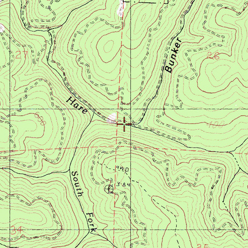 Topographic Map of Bunker Gulch, CA