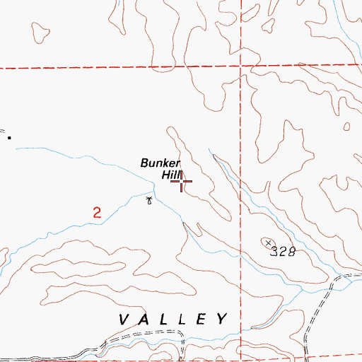 Topographic Map of Bunker Hill, CA
