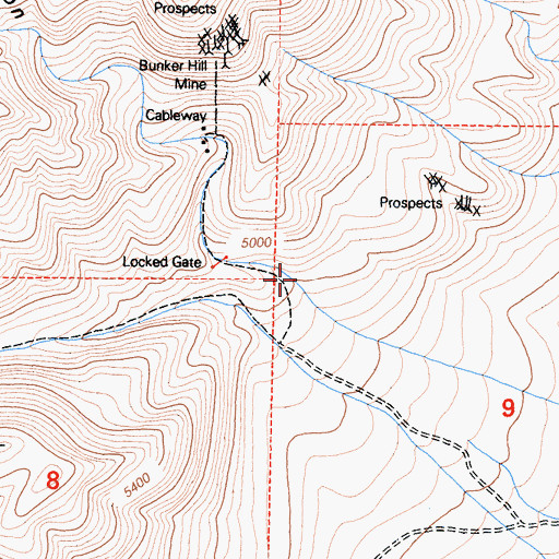Topographic Map of Bunker Hill Canyon, CA
