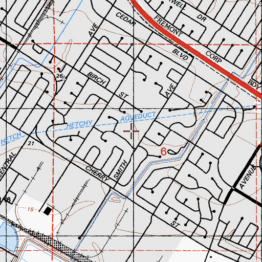 Topographic Map of Birch Grove Primary Elementary School, CA