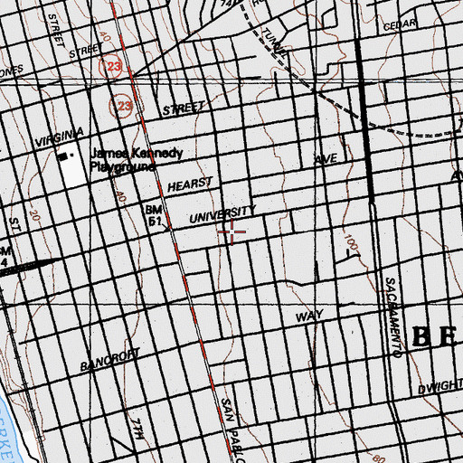 Topographic Map of Burbank Junior High School, CA