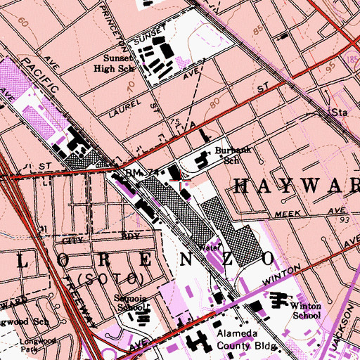 Topographic Map of Burbank Elementary School, CA