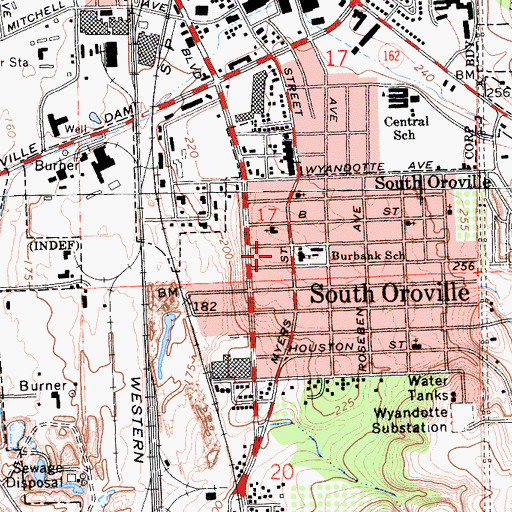 Topographic Map of Burbank School, CA