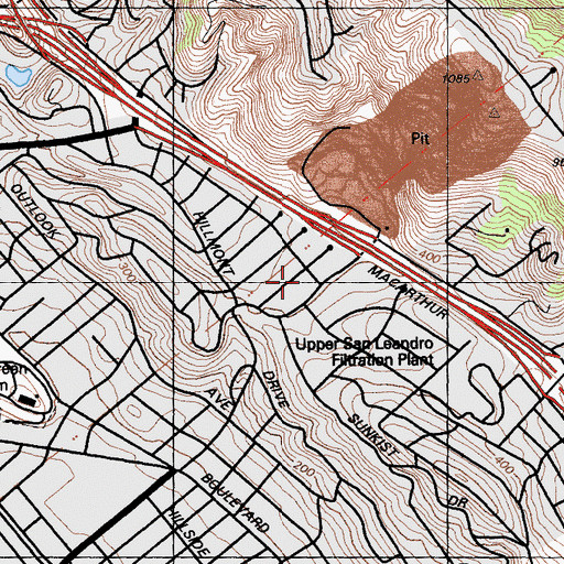 Topographic Map of Burckhalter Elementary School, CA