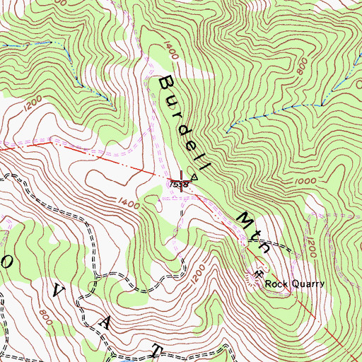 Topographic Map of Burdell Mountain, CA