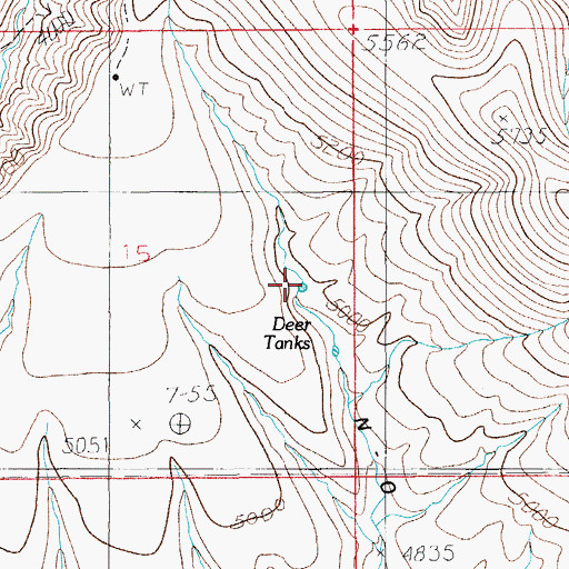 Topographic Map of Deer Tanks, AZ