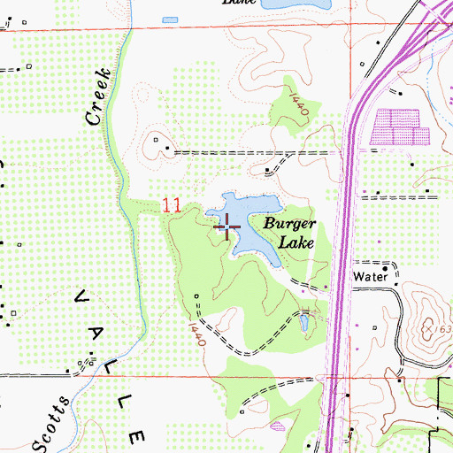 Topographic Map of Burger Lake, CA