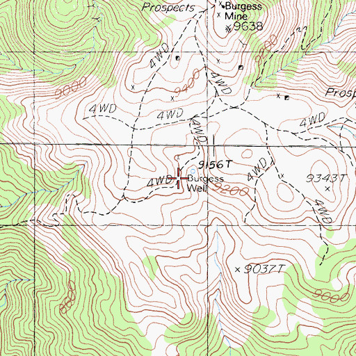 Topographic Map of Burgess Well, CA
