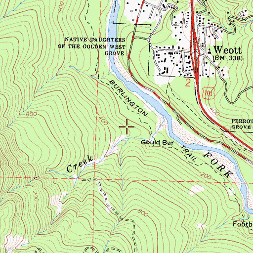 Topographic Map of Burlington Trail, CA