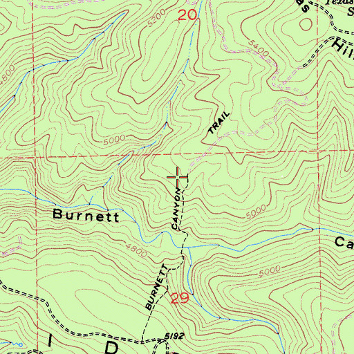 Topographic Map of Burnett Canyon Trail, CA